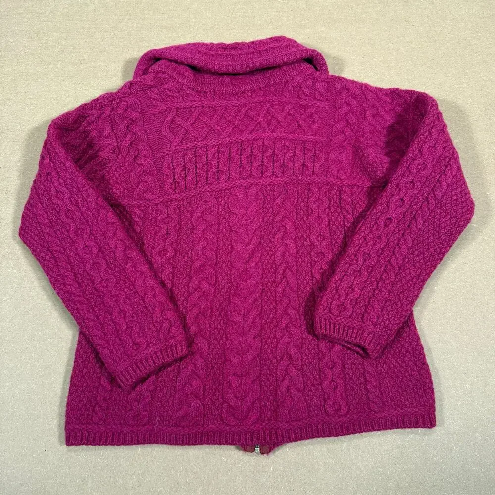Vintage Pink Merino Wool Zip Knit Sweater Jacket Ireland Women’s Cropped Fit XS